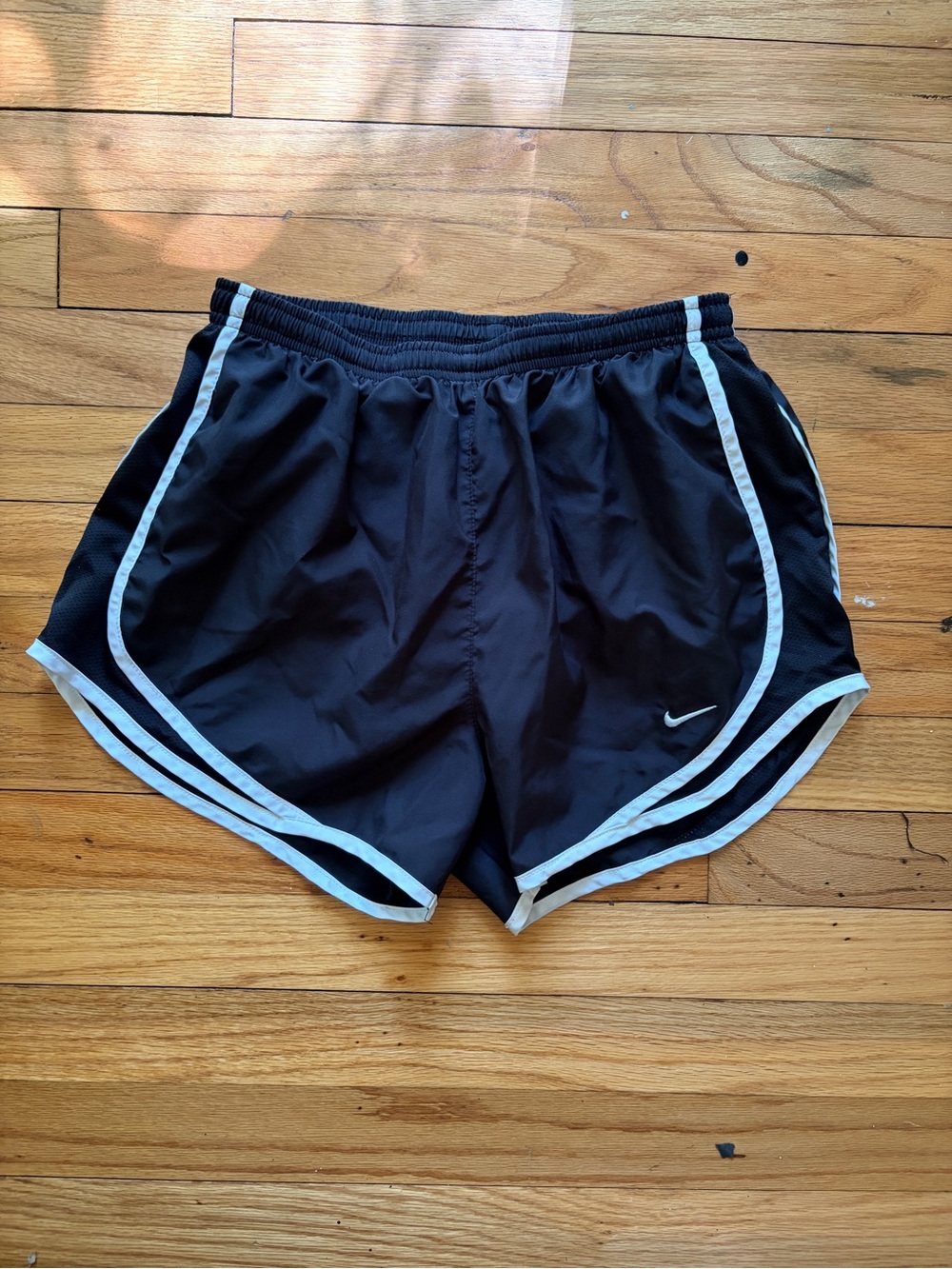 Nike Women's Black Athletic Running Shorts with White Trim Dri-fit